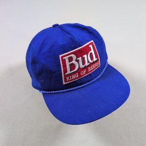 Vintage Budweiser BUD King of Beers Rope Blue Snapback Trucker 80s 90s Cap